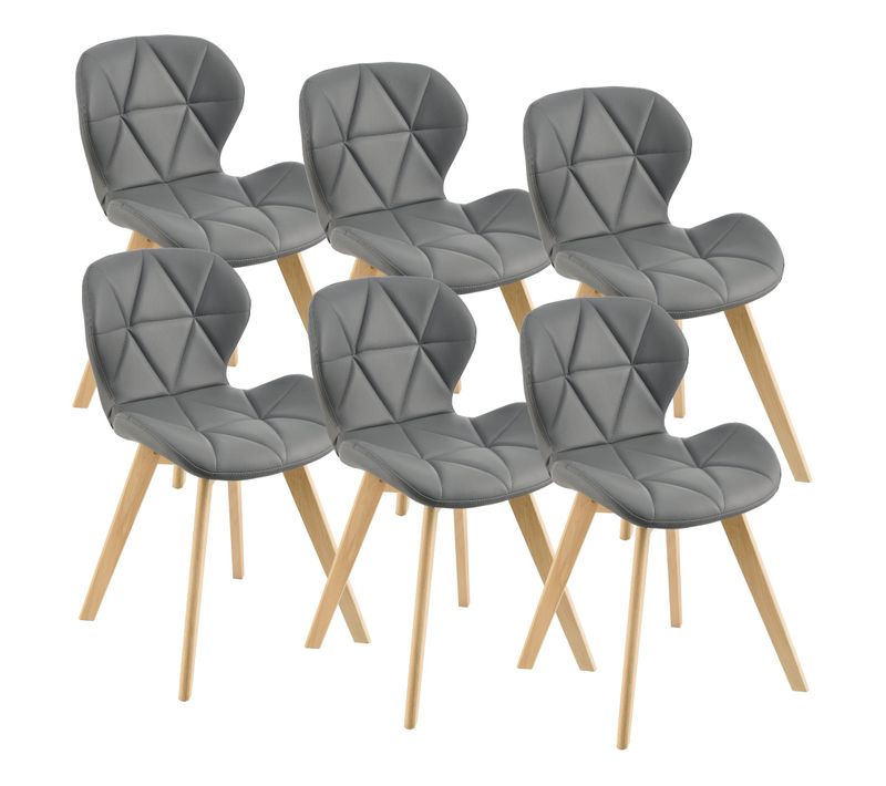 Lot De 6 Chaises Salle à Manger Simili 81 X 57 X 49 Cm Gris 03_0006792