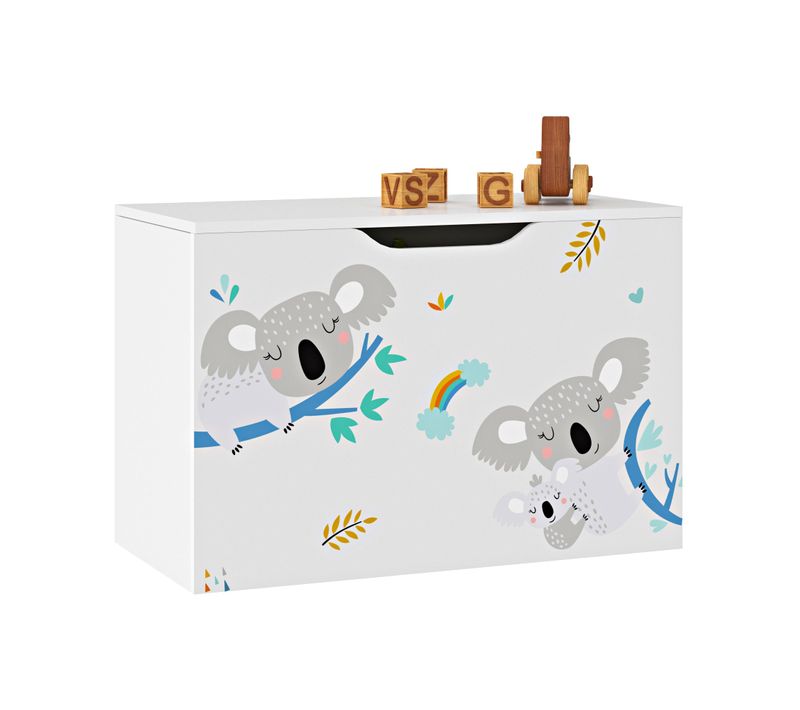 Coffre De Rangement Pour Enfant 40 X 60 X 30 Cm Blanc / Gris / Bleu 03_0006811