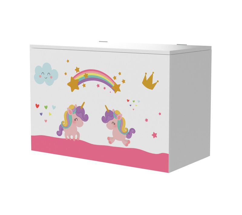 Coffre De Rangement Pour Enfant 40 X 60 X 30 Cm Blanc / Violet / Rose 03_0006813