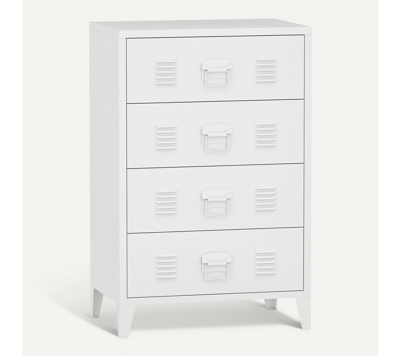 Commode Stylée Meuble De Rangement Pratique Métallique Hämeenlinna Avec 4 Tiroirs Aci