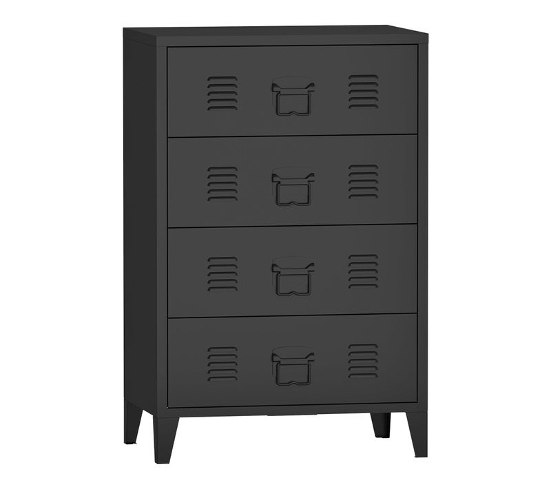 Commode Stylée Meuble De Rangement Pratique Métallique Avec 4 Tiroirs Acier 92 X 80 X