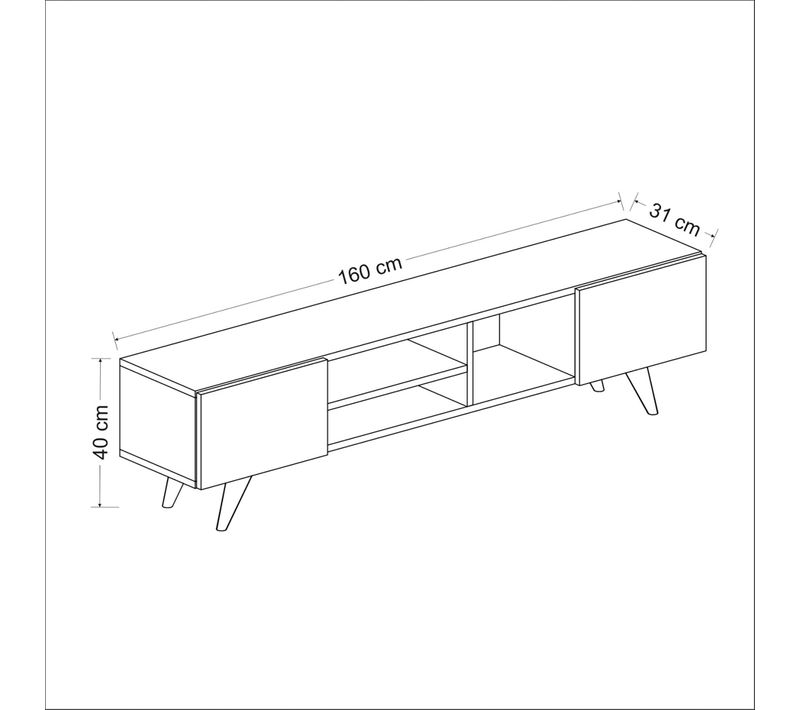 Meuble TV à 2 Portes 40 X 160 X 31 Cm Effet Chêne / Noir 03_0007748
