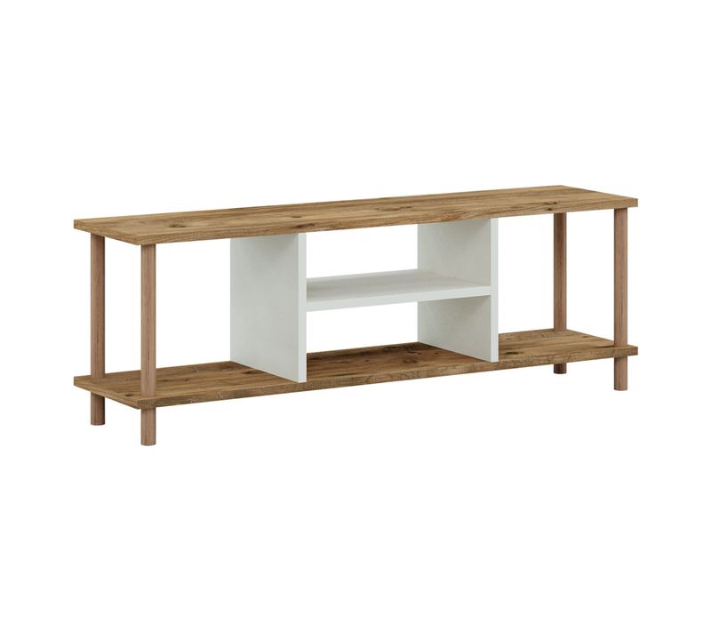 Meuble TV Avec Espace De Rangement 43 X 120 X 29 Cm Effet Bois / Blanc 03_0007886