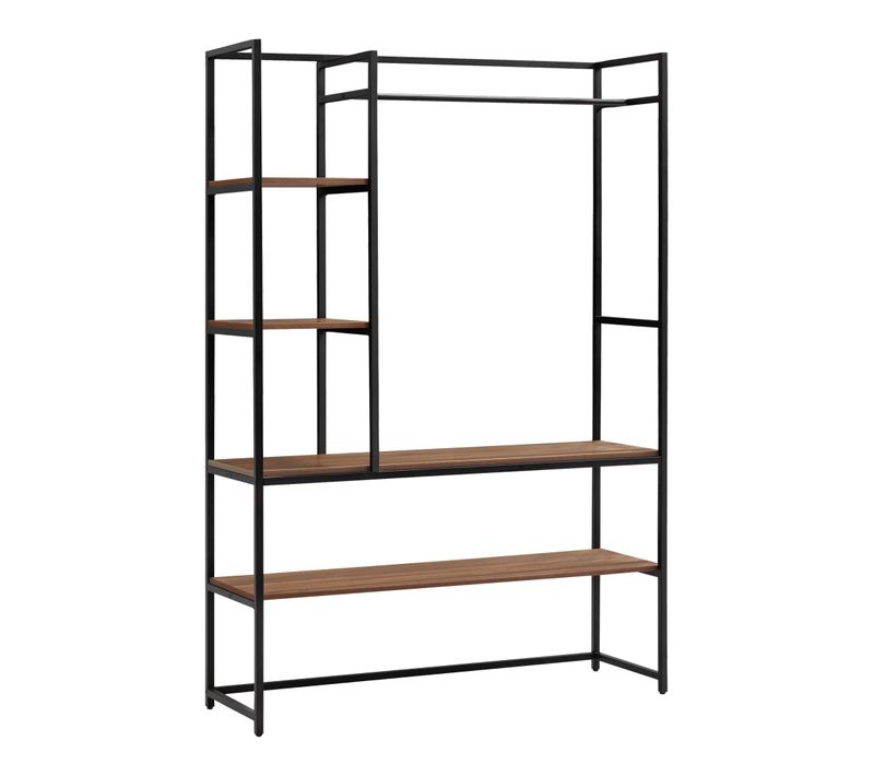 Portant à Vêtements Métal Mdf 180 X 120 X 40 Cm Noir Effet Noyer 03_0008134