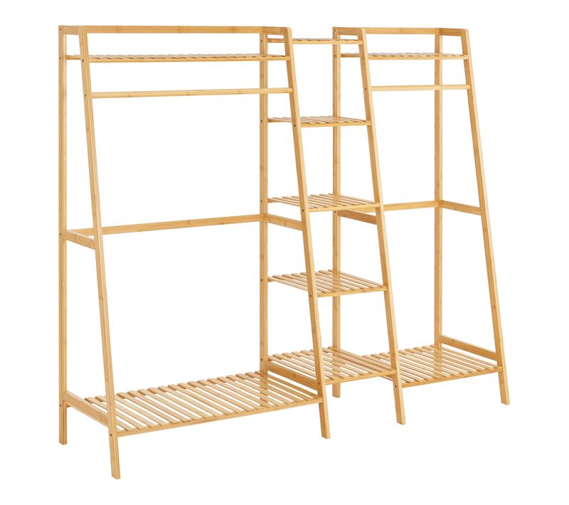 Portant à Vêtements à 2 Barre De Penderie Bambou 03_0008142