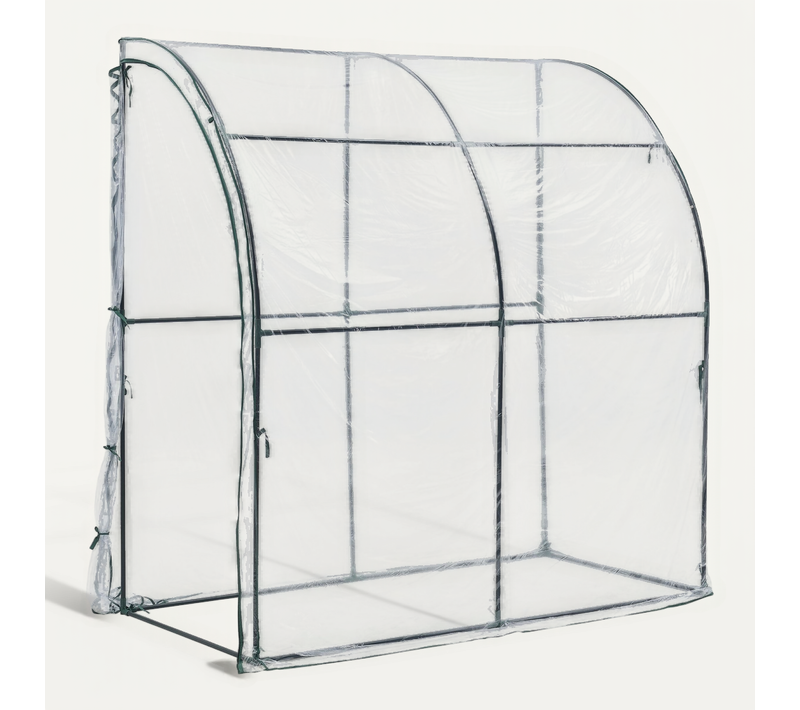 Serre De Jardin Adossée Juta En Acier Et Pvc à Porte Zippée 100 X 200 X 215 Cm 03_000