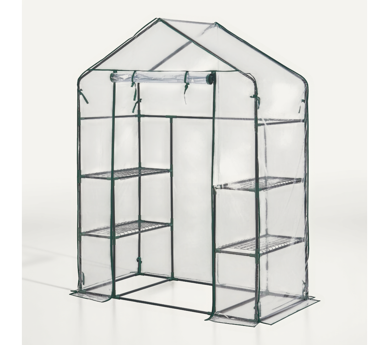 Serre De Jardin En Acier Et Pvc Avec étagères Intégrées 140 X 73 X 195 Cm 03_0008250