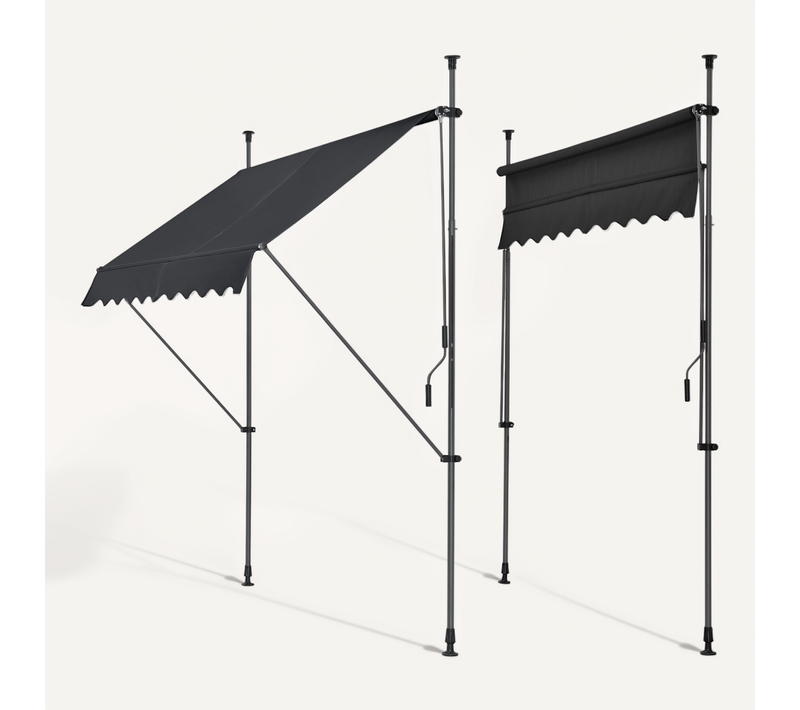 Store Banne Téléscopique Acier Polyester 400 X 120 X 200-300 Cm Noir 03_0008347