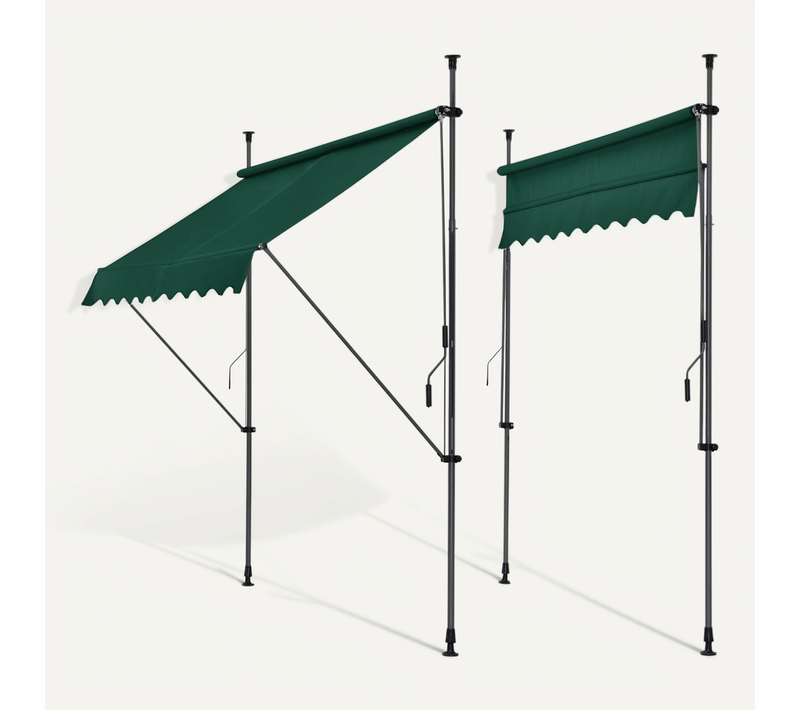 Store Banne Téléscopique Acier Polyester 400 X 120 X 200-300 Cm Vert Foncé 03_0008348