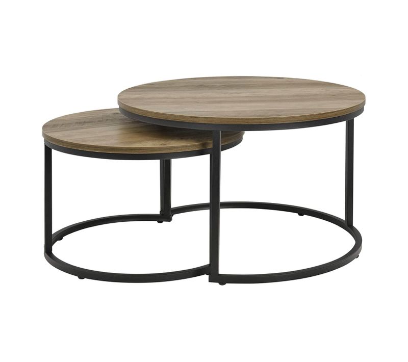 Set De 2 Tables Basses Rondes Gigognes Effet Bois Foncé 03_0008353