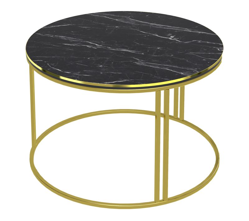 Table Basse Ronde 50 X 80 Cm Marbre Noir doré 03_0008426