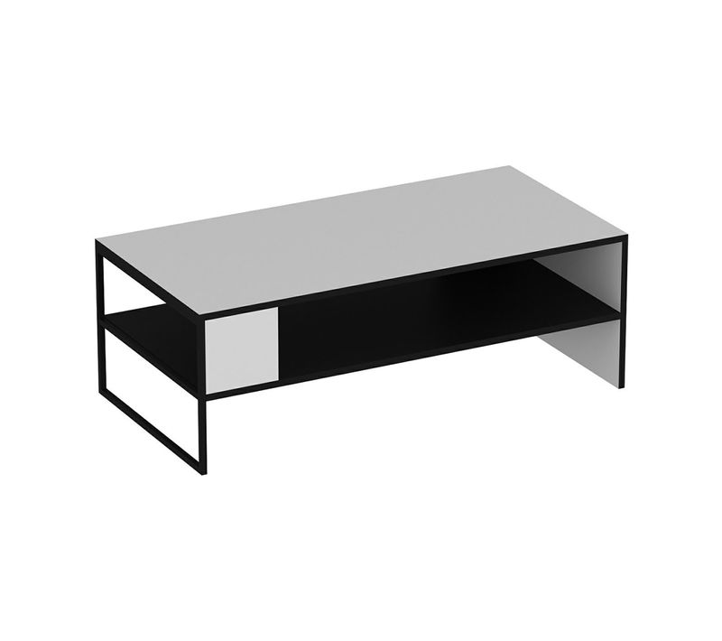 Table Basse Rectangulaire Avec Espace De Rangement 42 X 120 X 60 Cm Noir / Blanc 03_0