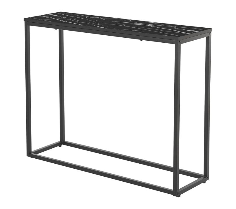 Table Console 80 X 100 X 30 Cm Noir Et Imitation Marbre 03_0008574