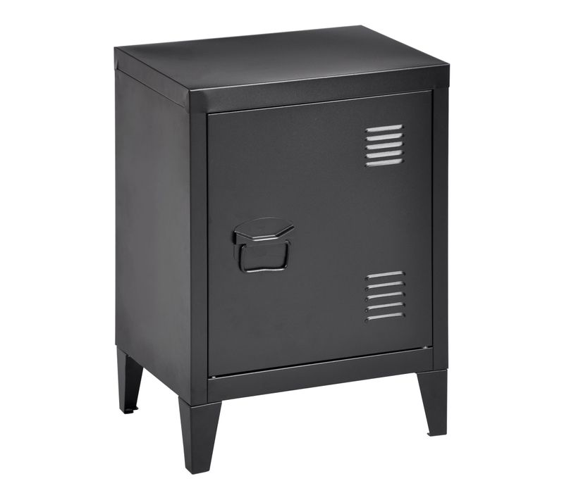 Table De Chevet En Acier Laminé 57 X 40 X 30 Cm Noir Mat 03_0008684