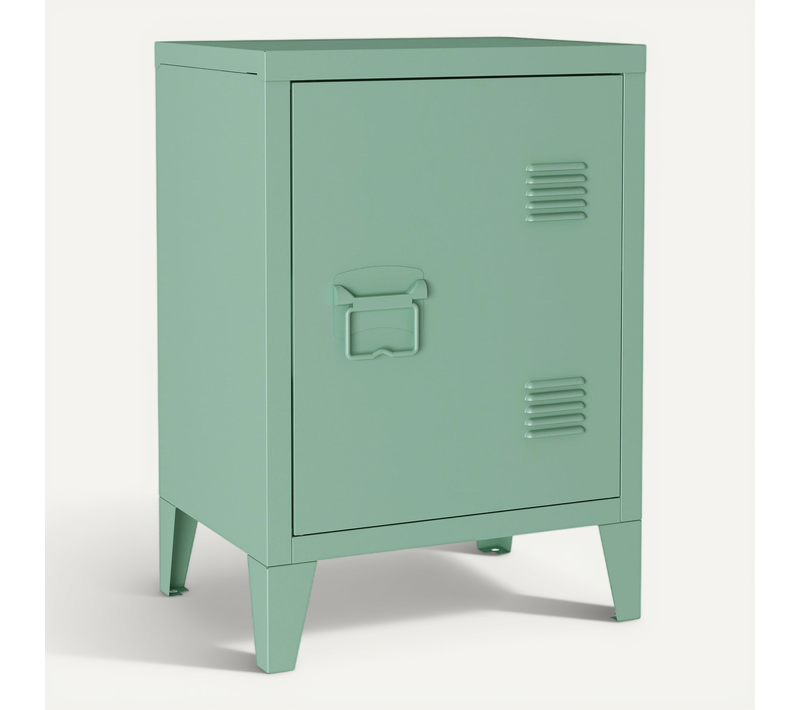 Table De Chevet En Acier Laminé 57 X 40 X 30 Cm Vert Pastel Mat 03_0008685