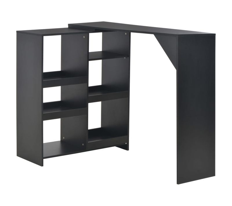 Table Haute Mange Debout Bar Bistrot Avec Tablette Amovible Noir 138 Cm 0902049