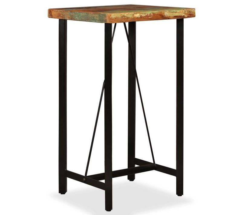 Table Haute Mange Debout Bar Bistrot Bois De Récupération Massif 107 Cm 0902073