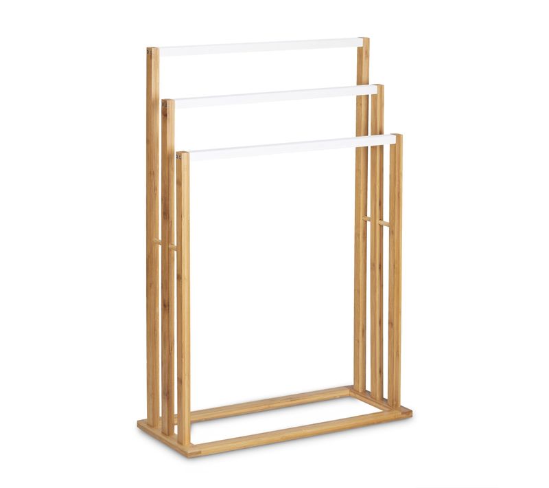 Porte-serviettes En Bambou Portant Vêtements Accessoires De Salle De Bain 82 Cm 32130