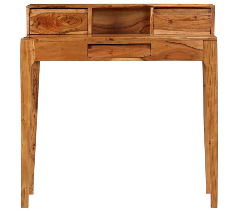 Bureau Table Meuble Travail Informatique Avec Tiroirs Bois Massif 88 Cm 0502139