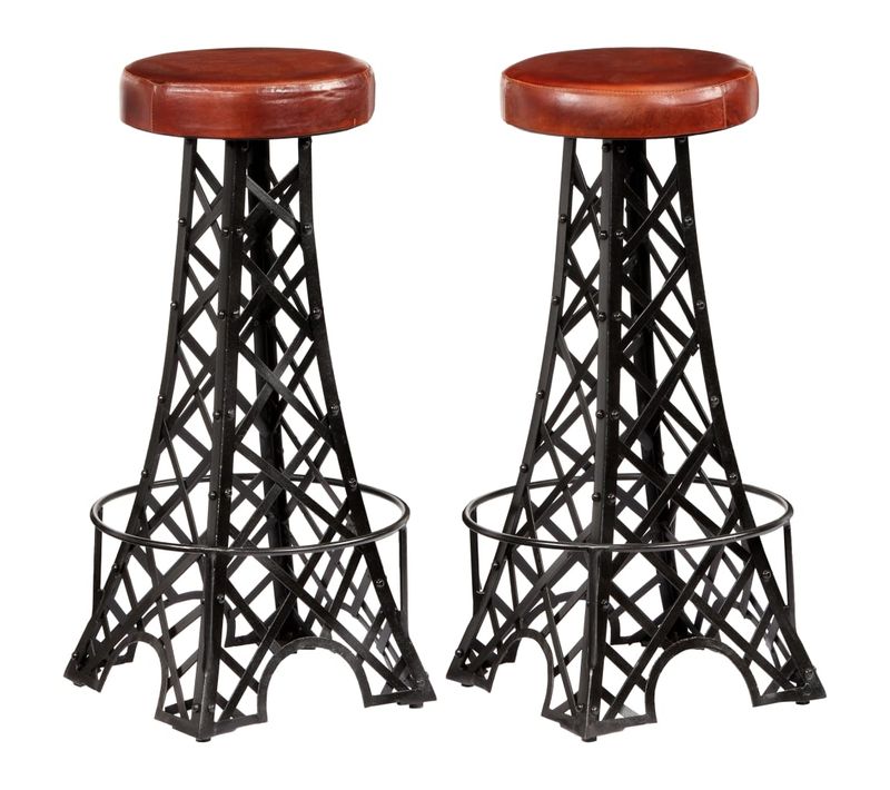 Lot De Deux Tabourets De Bar Design Chaise Siège Synthétique Marron 1202122