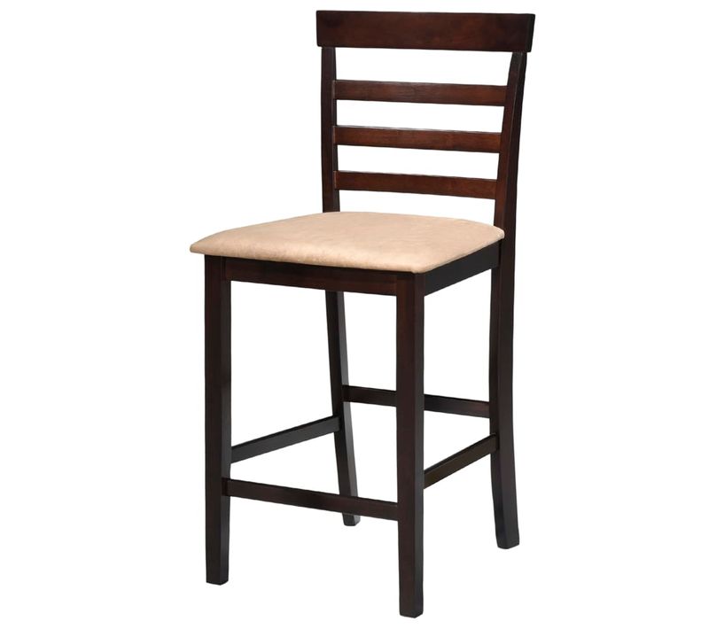 Lot De Deux Tabourets De Bar Design Chaise Siège Bois Marron Et Beige 1202076