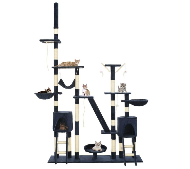 Arbre à Chat Griffoir Grattoir Niche Jouet Animaux Peluché En Sisal 230-250 Cm Bleu 3
