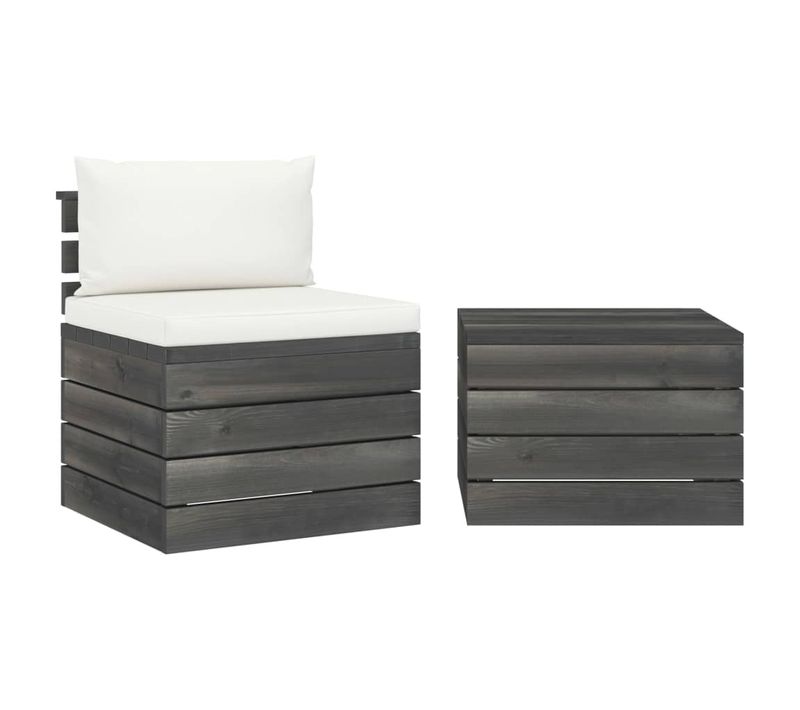 Salon De Jardin Palette Meuble D'extérieur Ensemble De Mobilier 2 Pièces Avec Coussin