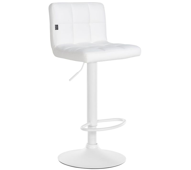 Tabouret De Bar Chaise Haute De Bar Pied Trompette Métal Blanc Siège Synthétique Blanc Tdb10614