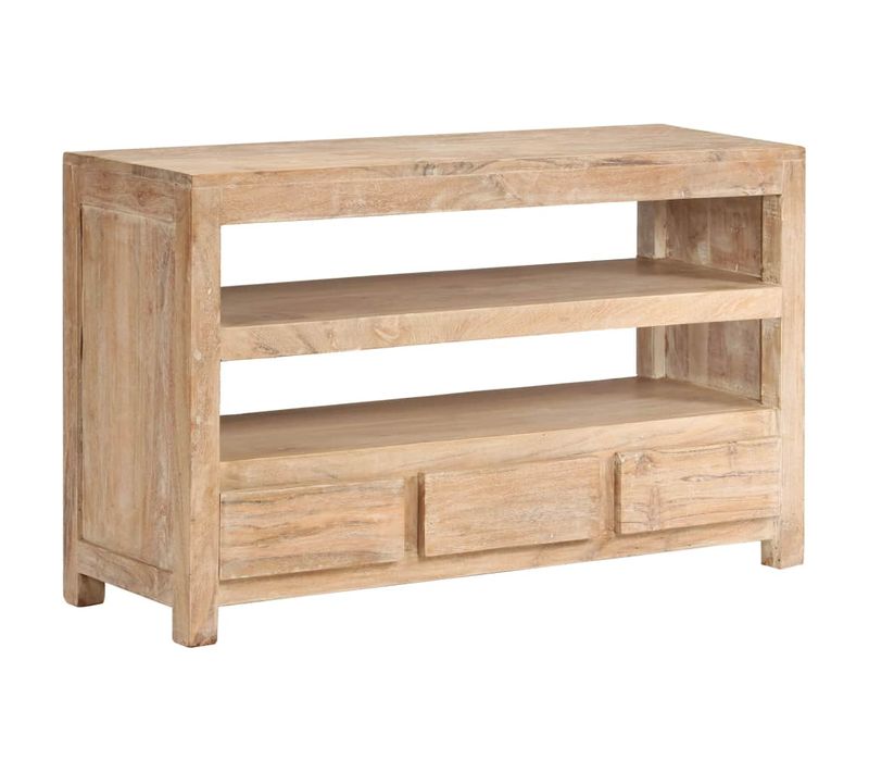Meuble Télé Buffet TV Télévision Design Pratique Bois D'acacia Massif 90 Cm Marron Cl
