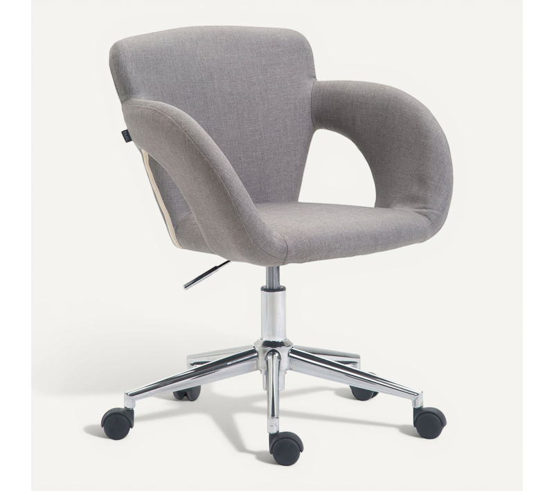 Fauteuil De Bureau Sur Roulettes En Tissu Gris Clair Structure Métal Chromé Bur10701