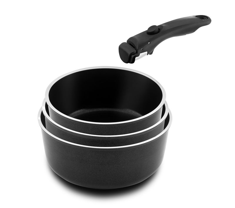 Arom - Série 3 Casseroles 16, 18 Et 20 Cm Avec Poignée Amovible