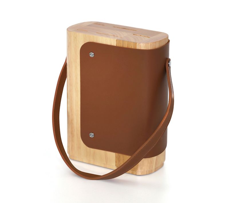 Yao - Bloc En Bois D'hévéa Pour 5 Couteaux De Cuisine