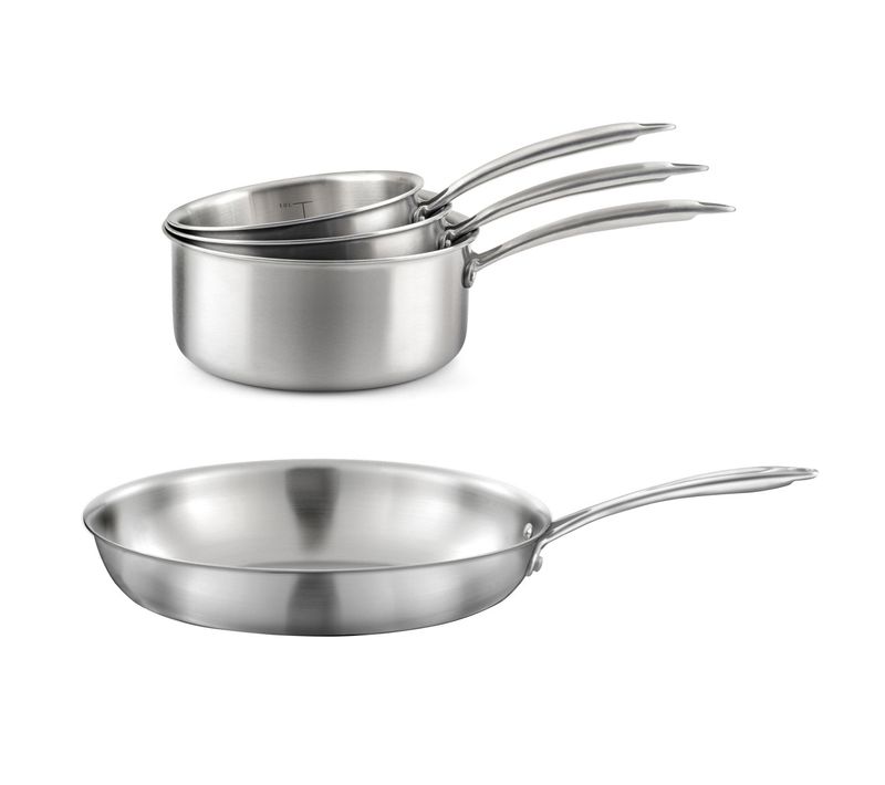 Gourmet - Lot De 3 Casseroles Inox 16/18/20 Cm Et 1 Poêle Inox 32 Cm