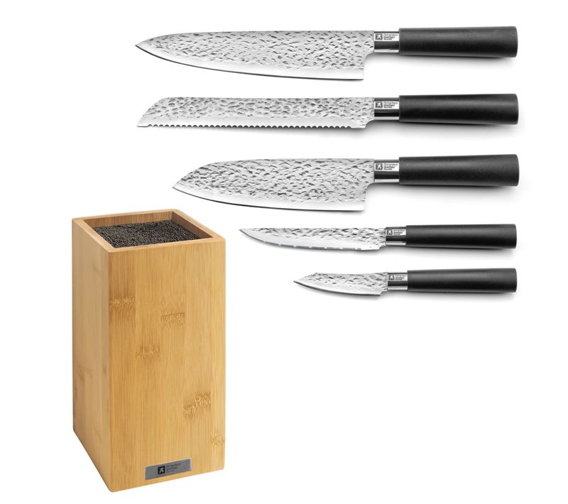 Katana - Bloc Spaghettis Bambou Avec 5 Couteaux De Cuisine