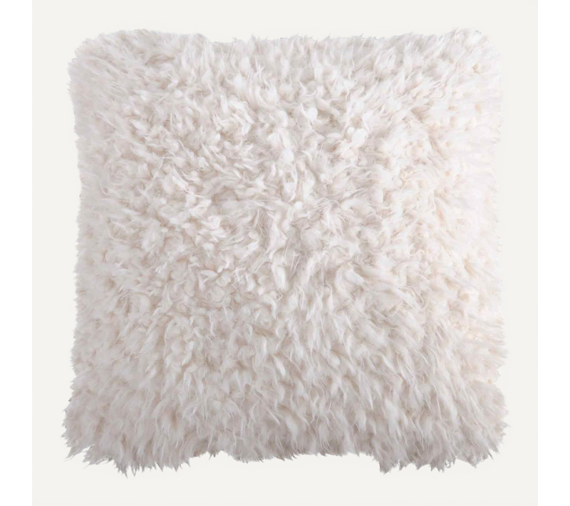 Housse De Coussin Effet Poil De Mouton - 40 X 40 Cm - Blanc
