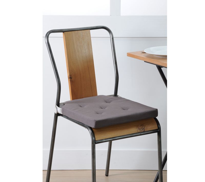 Galette De Chaise à Velcro - 38x38 Cm - Gris Perle