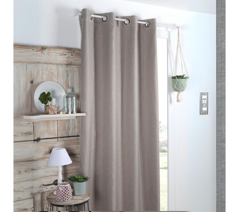 Rideau Occultant Uni Tramé - 140x260 Cm - Beige