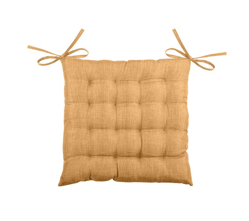 Galette De Chaise Unie En 16 Points - 40x40 Cm - Jaune Ocre