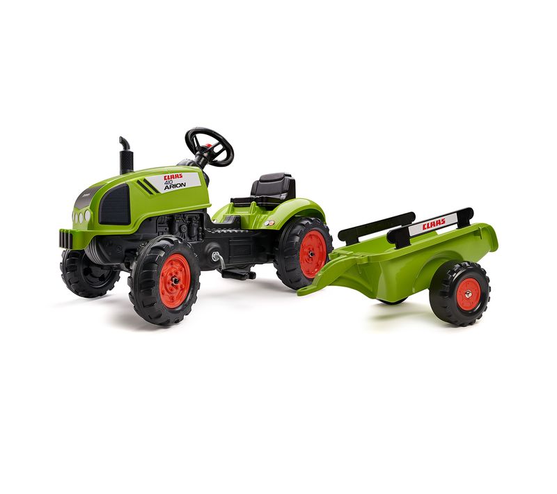 Tracteur À Pédales Claas Avec Remorque Et Capot Ouvrant - Vert