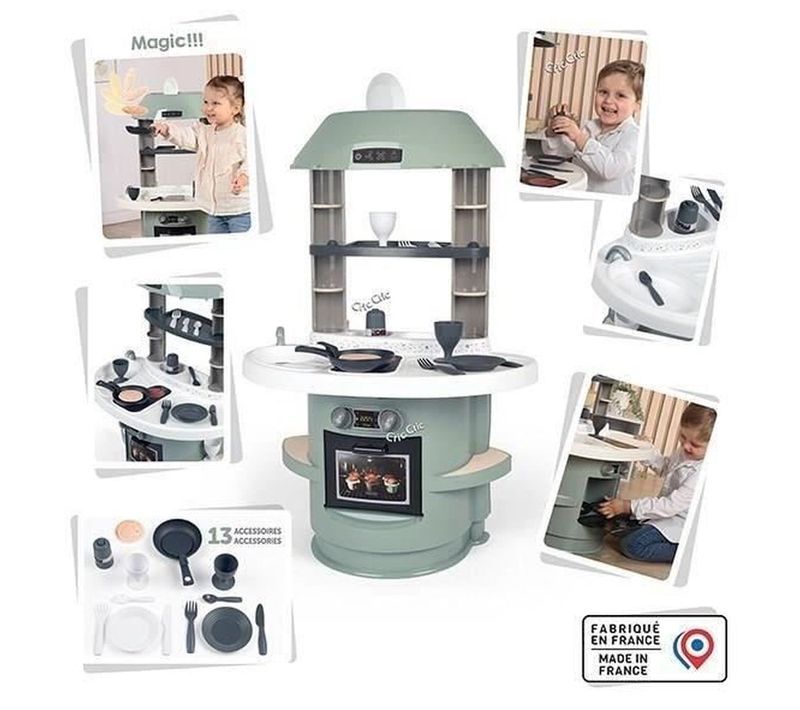 Cuisine Pour Tout-petits Nova - Plan De Travail 36 Cm, 13 Accessoires, Vert