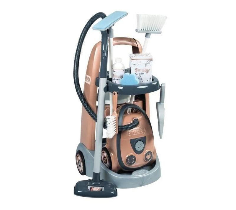 Chariot De Ménage Avec Aspirateur Électronique, 9 Accessoires — Rose Gold