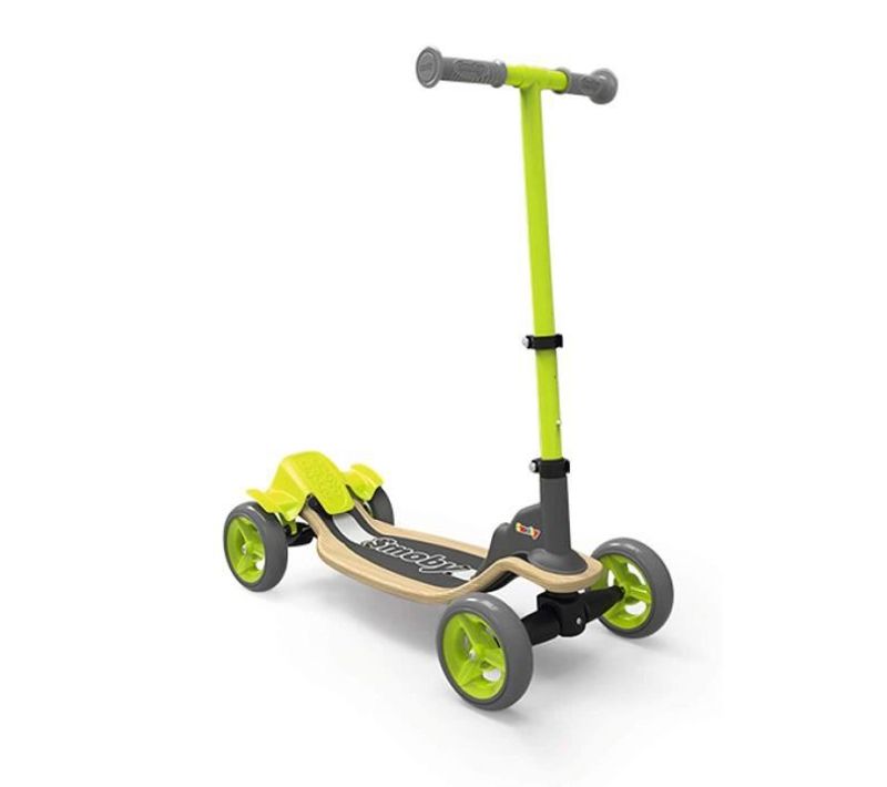 Patinette Bois 4 Roues Guidon Ajustable Pliable