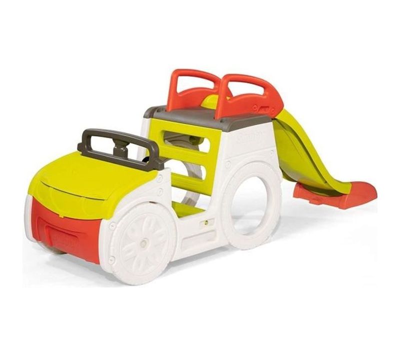 Adventure Car - Multi-activités - Voiture Avec Poste De Conduite, Toboggan Et Bac à Sable