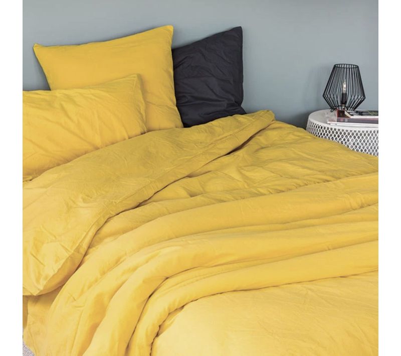 Housse De Couette Coton Lavé - 240x220 Cm - Jaune Curry