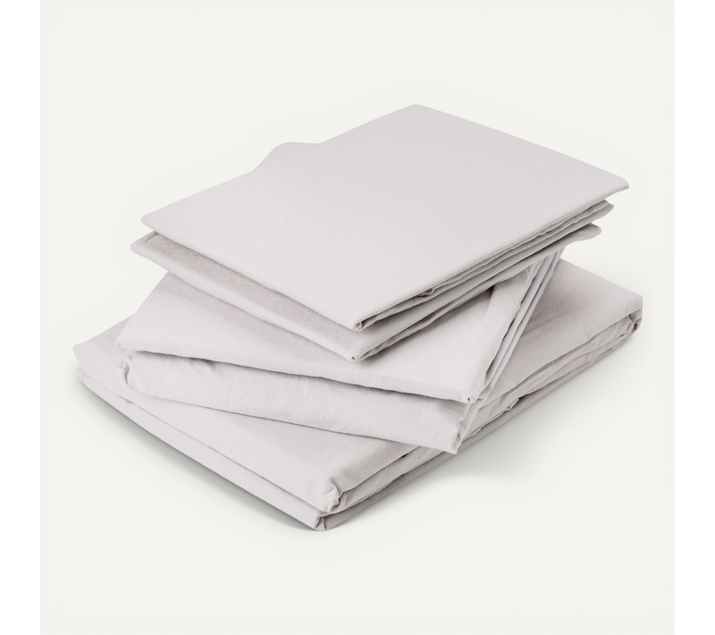 Drap Plat En Coton Lavé - 240x290 Cm - Gris Galet