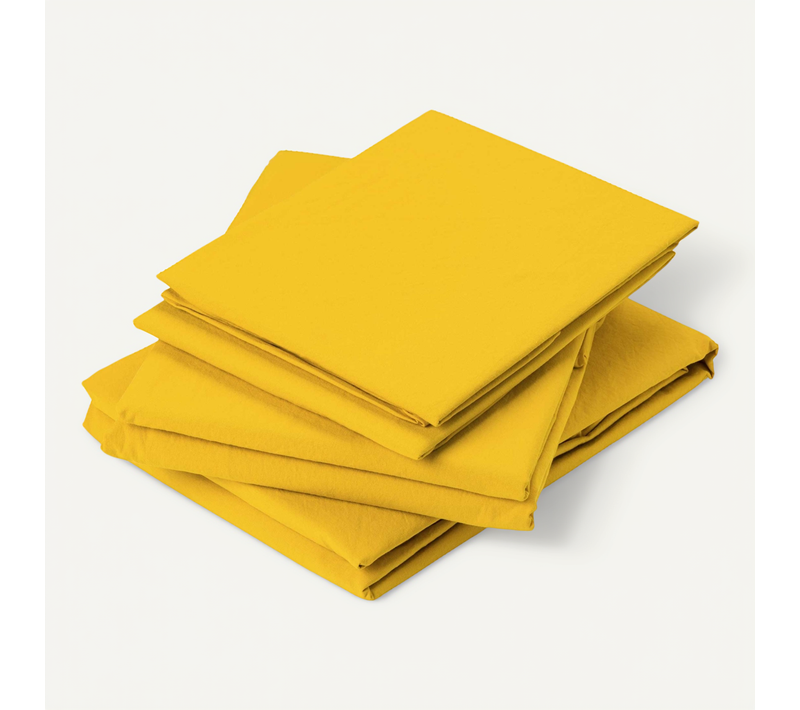 Drap Plat En Coton Lavé - 240x290 Cm - Jaune Curry