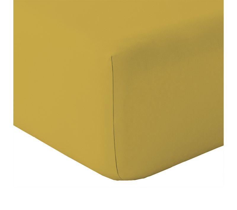 Drap Housse En Coton Lavé - 90x190 Cm - Jaune Curry