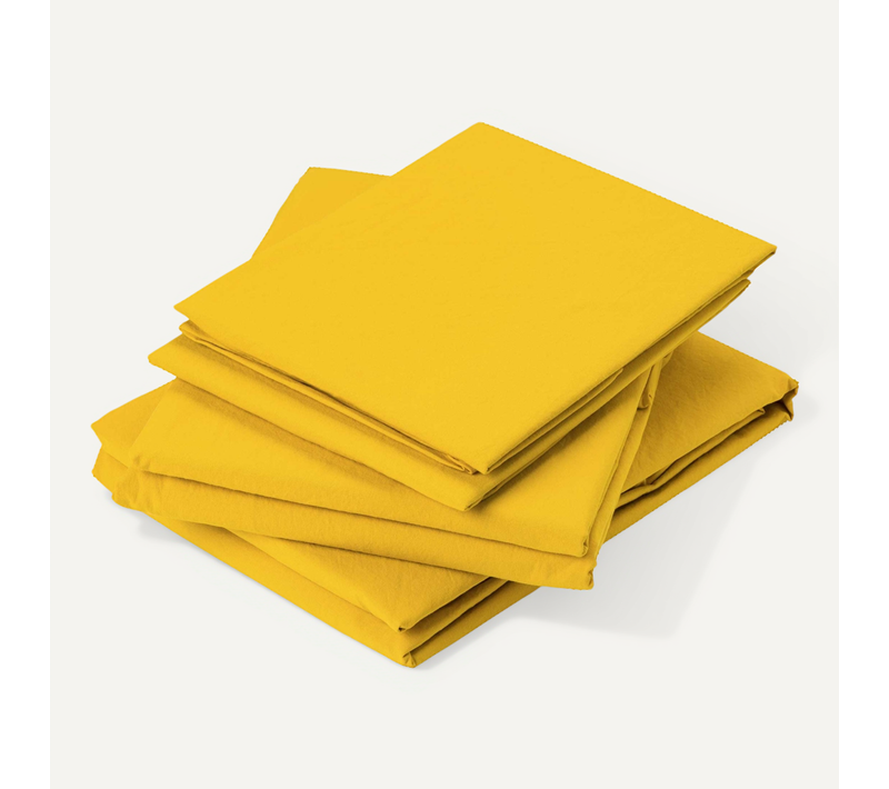 Drap Plat En Coton Lavé - 240x290 Cm - Jaune Curry