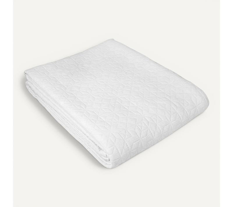 Dessus De Lit Matelassé En Polycoton Relief Texturé - 230x250 Cm - Blanc