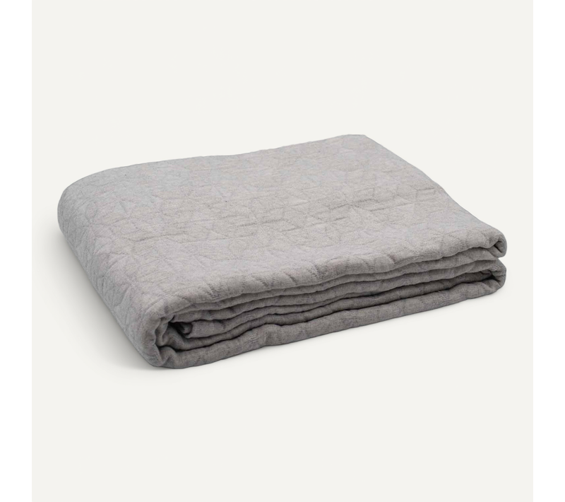 Dessus De Lit Matelassé En Polycoton Relief Texturé - 270x250 Cm - Gris Perle